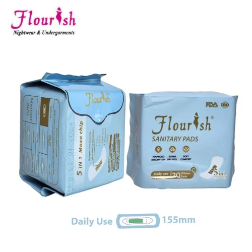 Flourish 155mm Wingless Daily Use Sanitary Pads for Girls & Women (20 pcs)