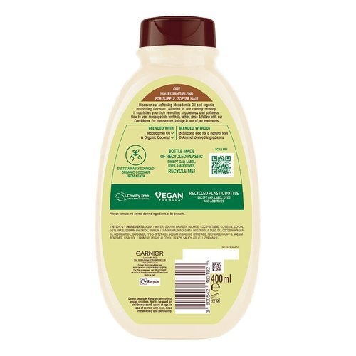 COCO MILK SHP360 GB BACK Garnier Ultimate Blends Coconut Milk & Macadamia Shampoo
