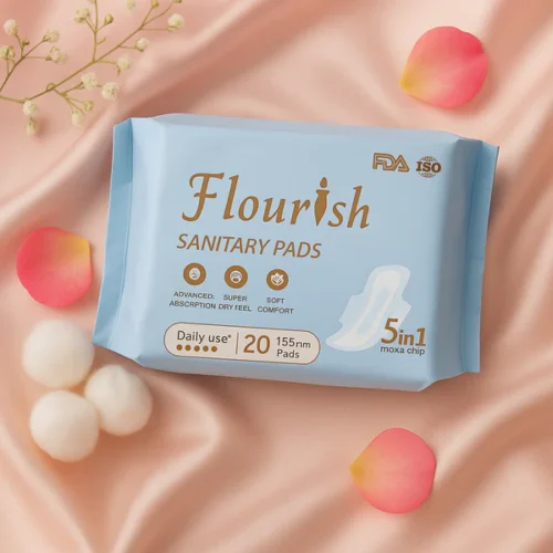 Flourish 155mm Wingless Daily Use Sanitary Pads for Girls & Women (20 pcs)