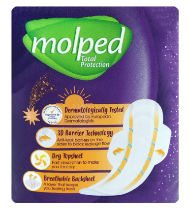 Molped Advanced Leak Protection 3D Barrier Maxi Thick Extra Long Pads (7-Pads)