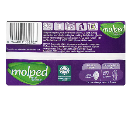 Molped Advanced Leak Protection 3D Barrier Maxi Thick Extra Long Pads (7-Pads)