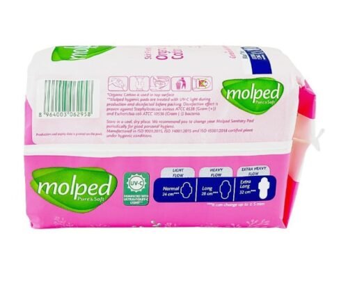 Molped Pure & Soft Maxi Thick Organic Cotton Pad, Extra Long (8-Pads)