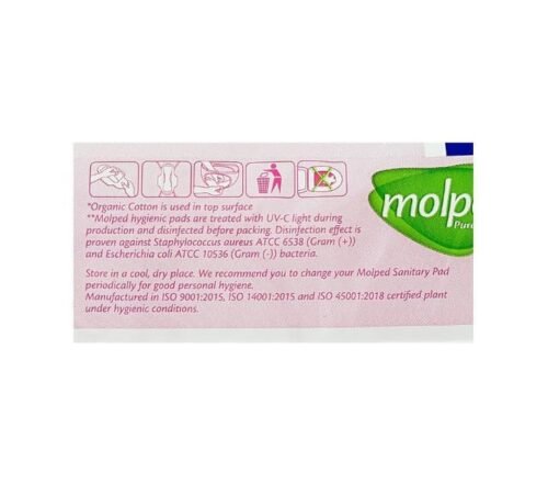 Molped Pure & Soft Maxi Thick Organic Cotton Pad, Extra Long (8-Pads)