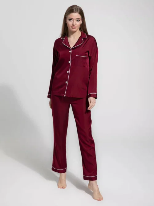 TeeDot Night Suit Trouser Shirt Mahroon Color