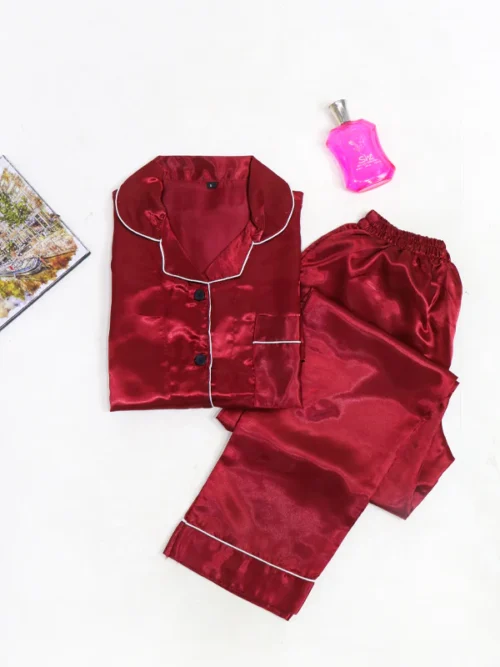 TeeDot Night Suit Trouser Shirt Mahroon Color