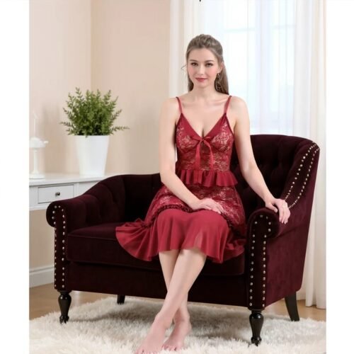 Short Net Nighty in Black