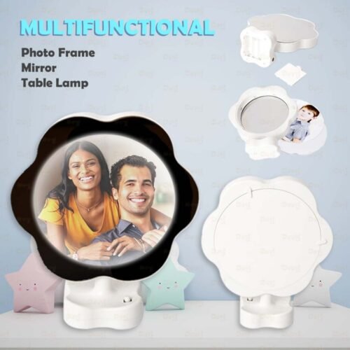 Magic Mirror Photo Frame with LED Light – Flower Design