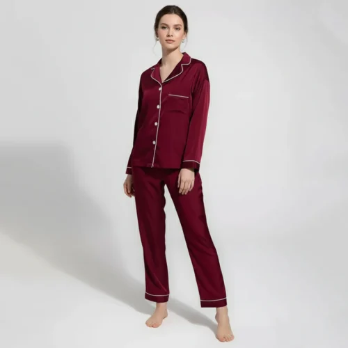 TeeDot Night Suit Trouser Shirt Mahroon Color