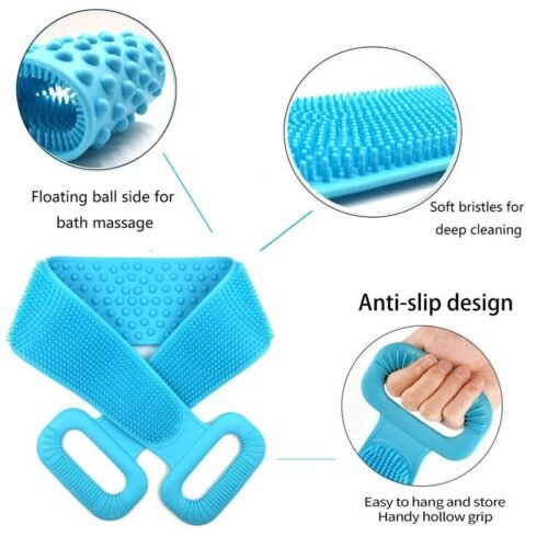 Silicone Bath Body Belt Soft Rubbing Exfoliating Massage Loofah