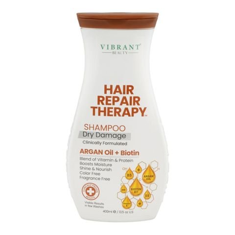 Vibrant Beauty Hair Repair Therapy Shampoo Dry (Argan Oil + Biotin) – 400mlDamage