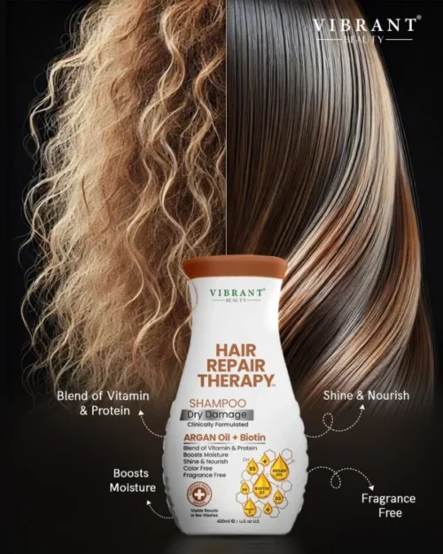 Vibrant Beauty Hair Repair Therapy Shampoo Dry (Argan Oil + Biotin) – 400mlDamage