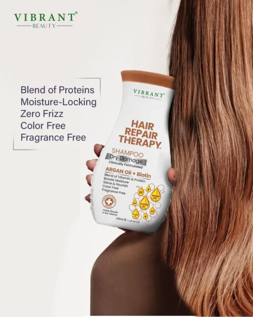 Vibrant Beauty Hair Repair Therapy Shampoo Dry (Argan Oil + Biotin) – 400mlDamage