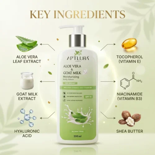 Aptlura Aloe Vera & Goat Milk Moisturizing Body Lotion 200ml