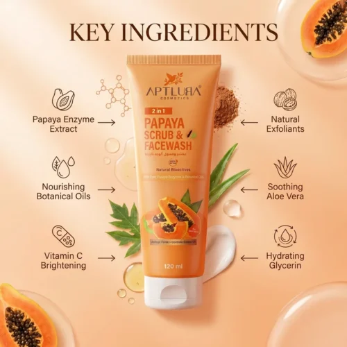Aptlura_Papaya_Scrub_Face_Wash_120ml-3-Description Aptlura Papaya Scrub & Face Wash – 120ml