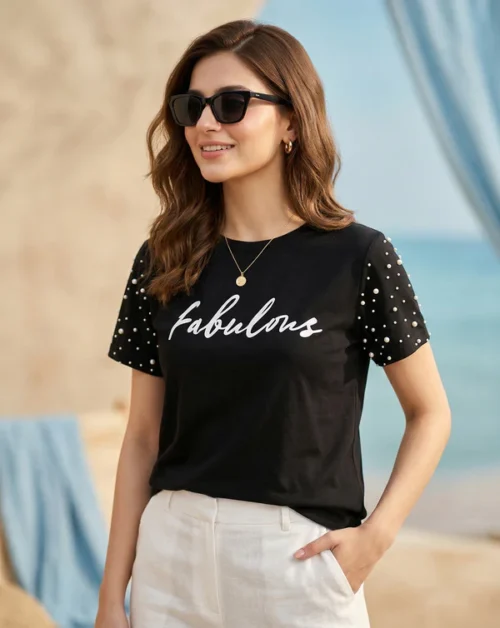 PRINTED CREW NECK T SHIRT